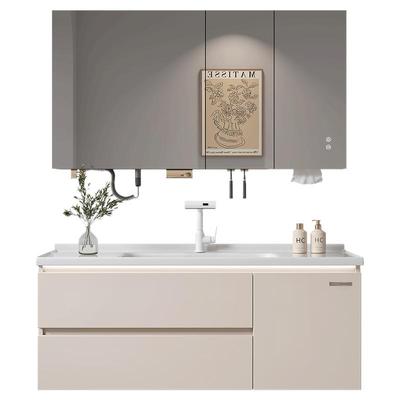 欧派奶油风陶瓷一体盆浴室柜