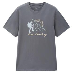 佐丹奴T恤男装纯棉登山主题印花圆领针织短袖T恤 13096306