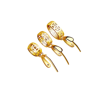 18k金精致小铜钱玉佛扣头