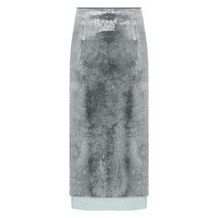 COCOBELLA轻奢风亮片绣半身裙女优雅中长款开叉直筒裙HS608