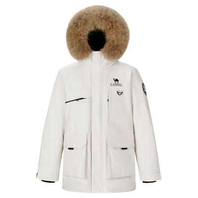 骆驼男装派克毛领羽绒服男冬季2025新款加厚中长款工装防寒外套男