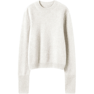 Chao嗲的那一件！气质白色！纯羊绒毛衣女圆领山羊绒衫加厚新款