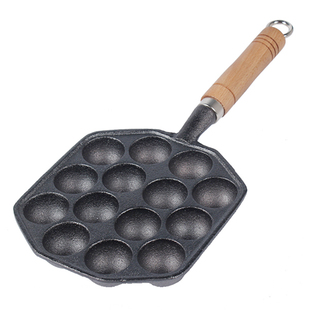 章鱼小丸子机铸铁家用无涂层不粘煎蛋锅烧鹌鹑蛋模具虾扯烤盘工具