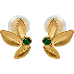 小巧个性三片叶子耳钉小众耳夹女时尚金属质感无耳洞蚊香盘耳饰