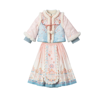 汉服女童2025冬款儿童新中式中国风超仙加厚明制马面裙套装拜年服