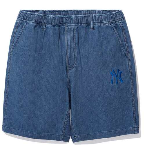 NEW ERA纽亦华MLB牛仔人字纹复古NY直筒潮流短裤五分裤男女同款NE