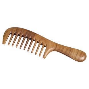 天然绿檀木梳细齿直卷发女长发檀香木按摩梳宽齿头部梳子家用刻字