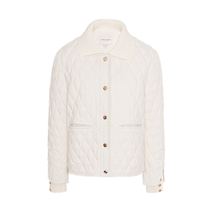 JESSIE菱格纹绗缝羽绒服女鸭绒翻领针织保暖轻羽绒2025年冬季新款