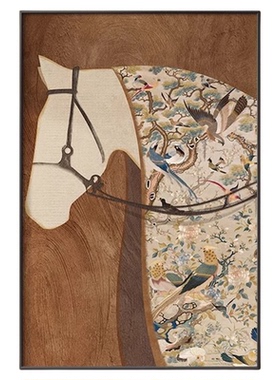 画作殊复古马到成功客厅装饰画