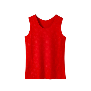 秋冬男女款德绒发热无痕本命年结婚大红色无袖背心保暖内衣打底衫