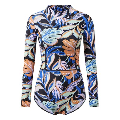 AXESEA小平角女连体长袖泳衣防晒