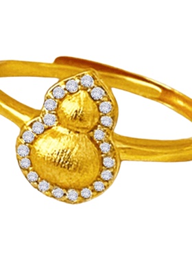 仿黄金色拉丝葫芦戒指小众指环