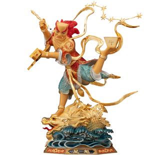 纯铜釉彩掐丝镶宝魁星神像家用供奉奎星爷佛像魁星点斗铜像摆件