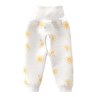 婴幼儿三层夹棉秋冬护肚高腰保暖裤可开两用裆可外穿打底宝宝棉裤
