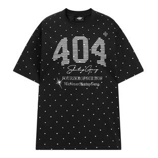 [蒲熠星同款]404MOB波点印花字母烫钻短袖T恤男女防晒凉感情侣潮t