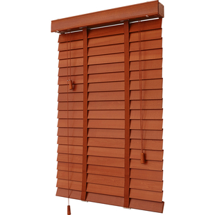 电动木百叶窗帘中古风胡桃实木质客厅书房隔断遮光遮阳升降卷窗帘