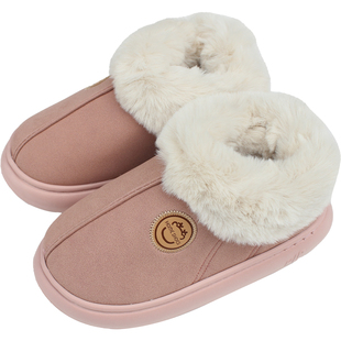 快鹿新款棉鞋女冬季室内家居保暖厚底情侣软底透气男包跟棉拖鞋