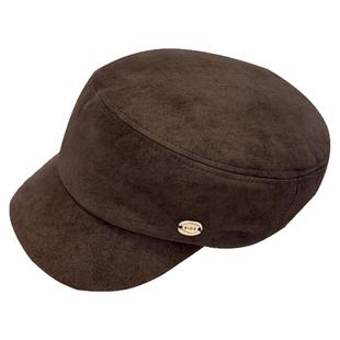 日系鹿皮绒平顶马术帽子女2026新款春秋季时髦显脸小鸭舌报童帽潮