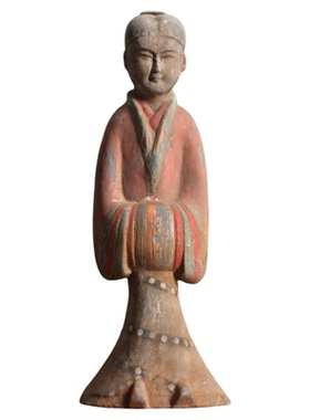 仿古彩绘陶器仕女俑玄关摆件