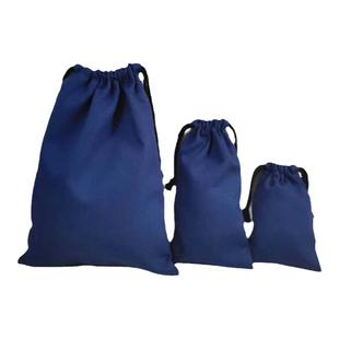 全纯棉帆布深藏蓝色束口抽绳收纳袋小号中号大号加厚帆布袋子定制