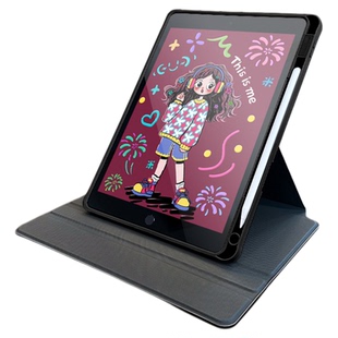 适用于360旋转保护套iPad2022防弯亚克力air5保护壳10代耳机女孩苹果11平板10.2带笔槽Pro12.9寸mini4/5防摔