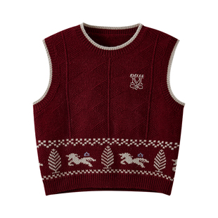 嫚熙童装儿童新年红针织马甲宝宝婴儿保暖毛衣背心男女童外穿坎肩