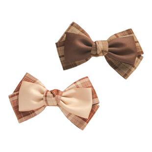 学院风高级感格纹蝴蝶结发夹甜美后脑勺半扎发头饰弹簧夹顶夹发饰