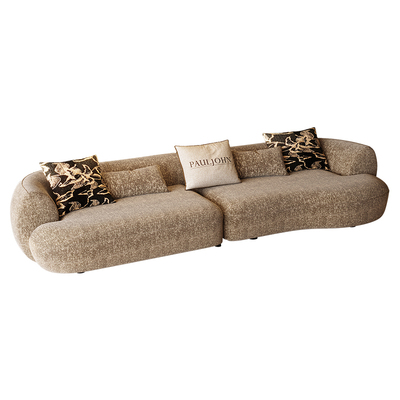 PAULJOHN老钱风简奢意式弧形沙发