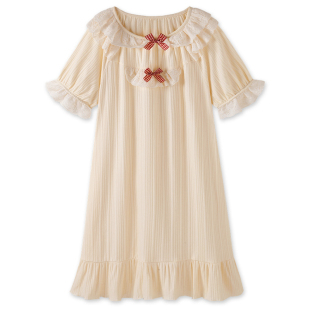 女童日系2025年新款甜美短袖睡裙纯棉睡衣夏季公主风可外穿家居服