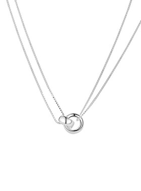 环环相扣双层项链送女友礼物