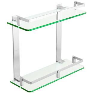 加厚卫生间玻璃置物架太空铝双层化妆品架壁挂两层浴室二层收纳架