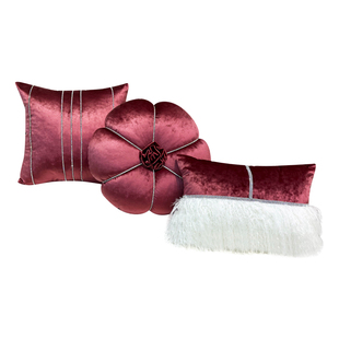 锦帛庄秀钻石抱枕欧式圆枕法式轻奢靠垫毛绒护腰长枕样板房枕套