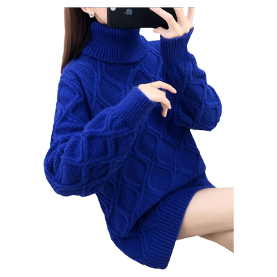 新款洋气风翻领加绒外穿麻花毛衣