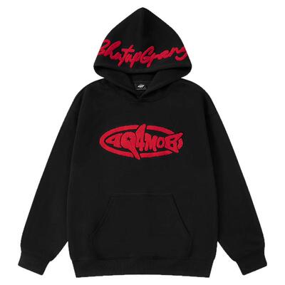404MOB美式复古毛巾绣字母鲨鱼连帽卫衣男女街头嘻哈宽松帽衫外套