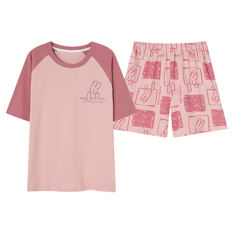 夏季短袖睡衣套装卡通女士家居服