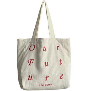 原创设计加厚日韩灯芯绒字母刺绣通勤学生单肩托特文艺休闲包袋女