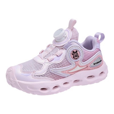 Bobdog/巴布豆春季女童运动鞋单网镂空儿童透网中大童户外跑步鞋