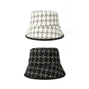 千鸟格渔夫帽女2025新款时尚秋冬复古撞色边沿休闲慵懒风气质帽子