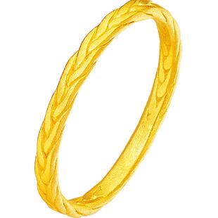 梦金园黄金闭口戒指麦穗万纯金百搭气质足金指环生日礼物送女友