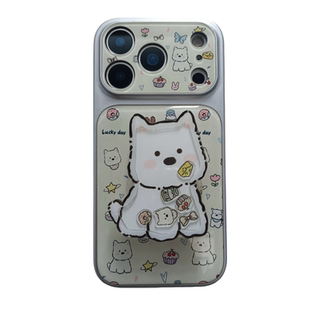 可爱西高地小狗带支架适用苹果17手机壳滴胶iphone16promax卡通17promax新款15防摔套14保护套16女电镀全包硬