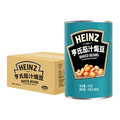 亨氏旗舰店茄汁焗豆415g即食白芸豆罐头不添加防腐剂西式焗饭商用