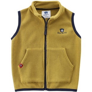 男童立领摇粒绒马甲2025秋冬季儿童百搭抓绒马夹中大童保暖潮坎肩