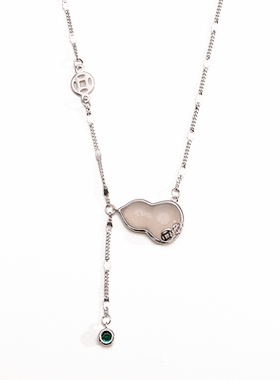 银奥925女玉髓葫芦项链