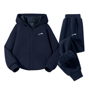 贵人鸟童装男童运动套装春秋装大童帅气加绒连帽外套儿童春季裤子