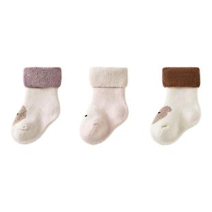 童泰婴儿袜子宝宝中筒袜儿童加厚毛圈袜男女童可爱无骨袜头宽口袜