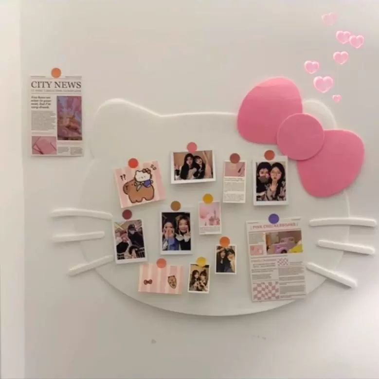 HelloKitty毡板照片墙氛围卧室KT猫小卡墙吧唧托 托软木板卧室装