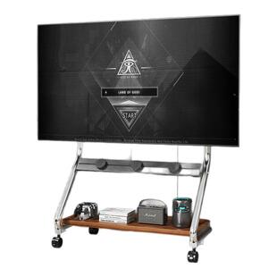 CABTE不锈钢电视机支架可移动小户型艺术推车带电轨落地40-75英寸