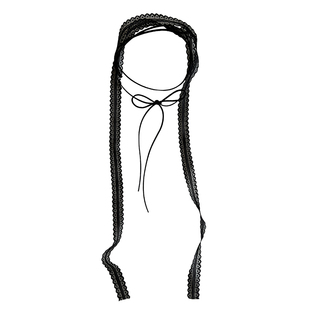 feytiy 叠戴层次感设计蕾丝飘带细窄女春夏百搭锁骨颈带丝巾项链