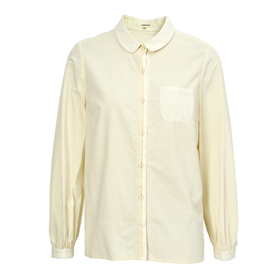 范可儿法式绣花小翻领纯色衬衣