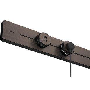 公牛木纹轨道插座超薄极窄线性移动酒胡桃木滑轨插座餐边柜中古风